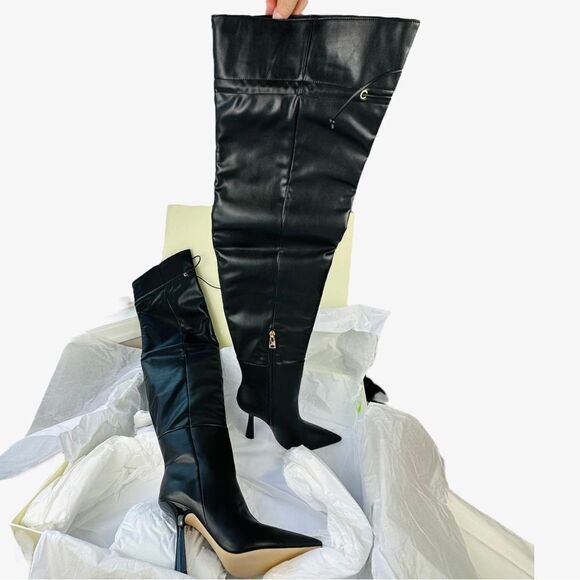 Good American Carla Over The Knee Vegan Leather Boots NWT NWOB - Picture 5 of 10